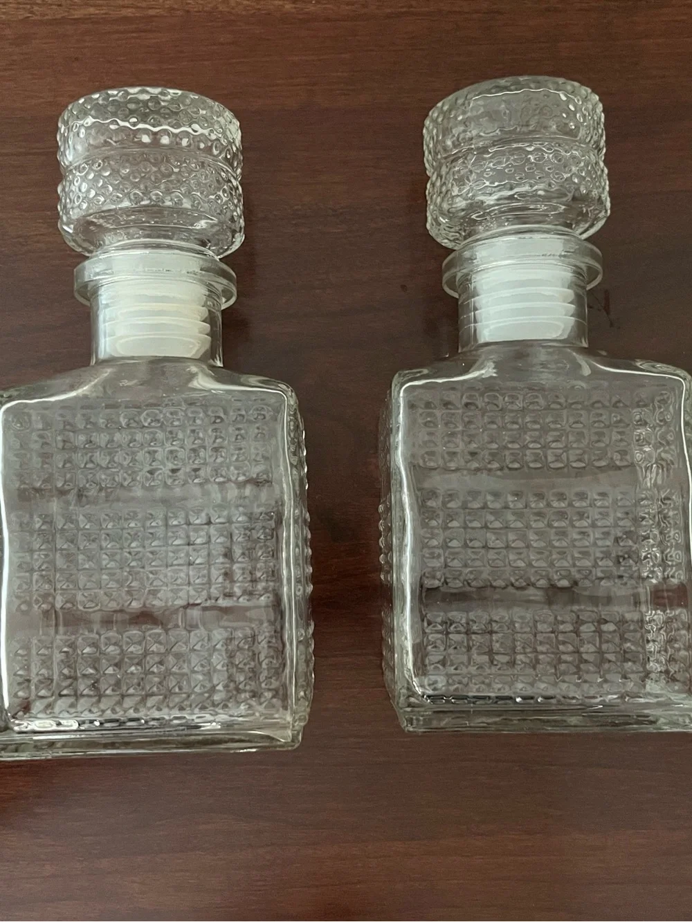 Vintage Clear Textured Glass Decanter with Stopper